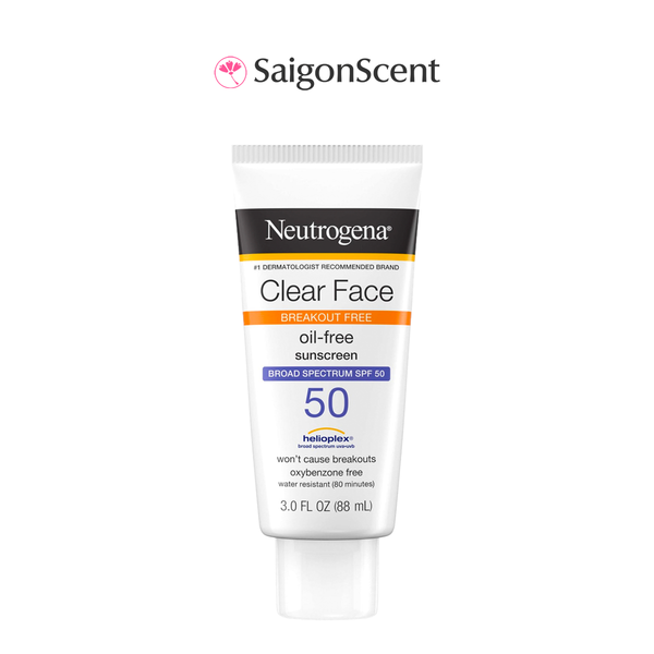 Kem chống nắng da dầu mụn Neutrogena Clear Face Break-Out Free Liquid Lotion Sunscreen SPF 50 88mL
