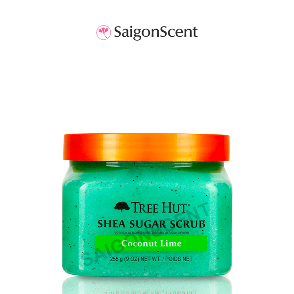 Tẩy tế bào chết cơ thể hương Dừa và Chanh tươi Tree Hut Shea Sugar Scrub Coconut Lime 255g