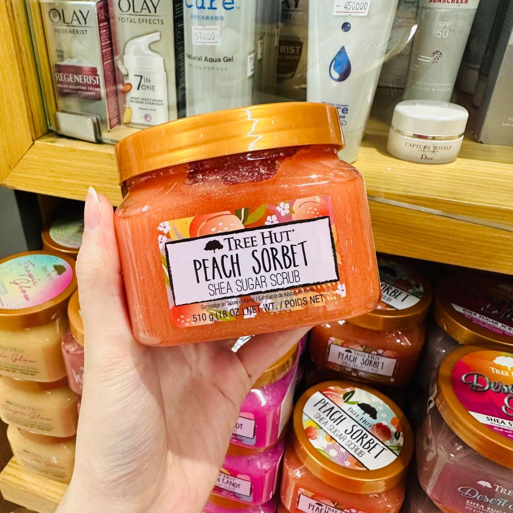 Tẩy tế bào chết cơ thể hương Đào Tree Hut Shea Sugar Scrub PEACH SORBET 510g