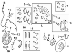 Má phanh sau Land Rover LR2 2008 - 2012 OEM LR023888, LR003655, LR003772