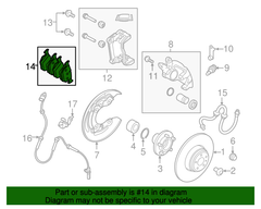 Má phanh sau Land Rover Range Rover Evoque 2012 - 2015 OEM LR043714, LR027129