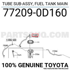 Tuy ô xăng Vios 2015 - 2022 máy 2NR chính hãng 772090D160, 77209-0D160