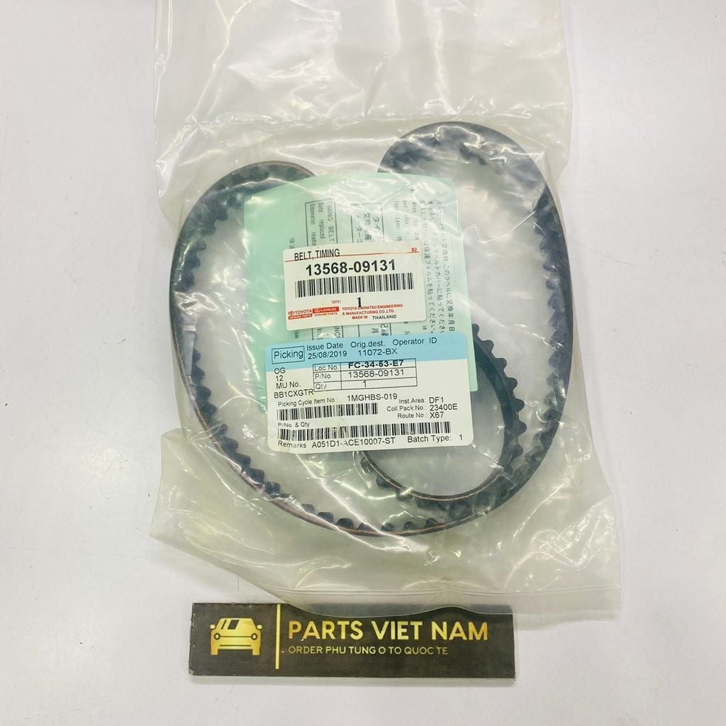 Dây cam Toyota Haice, Cá Mập, Fortuner máy dầu động cơ 2KD, 1KD đời 2007 - 2012. Hàng Toyota Thailand. Mã 13568-09131, 13568-09130, 1356809131, 1356809130