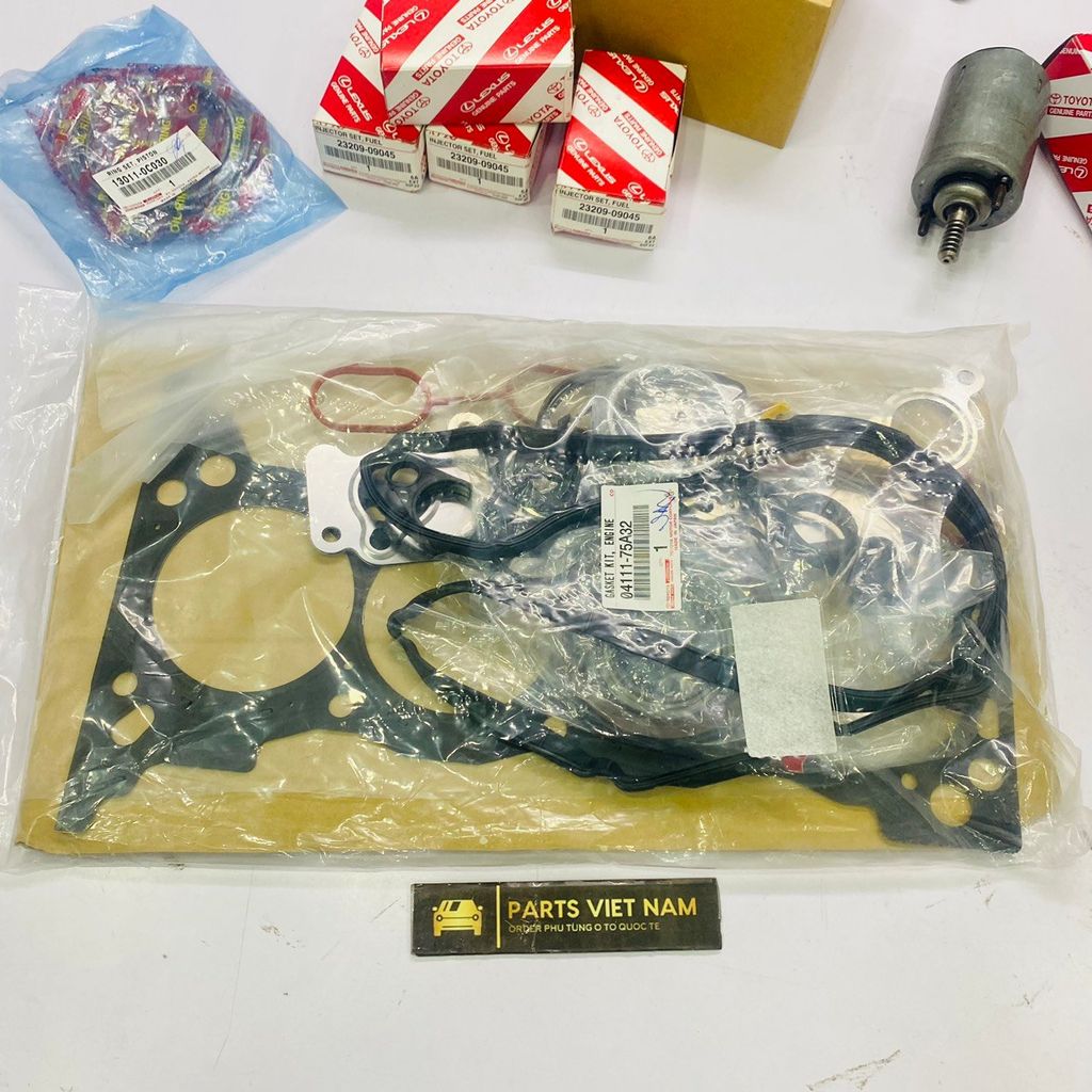 Bộ gioăng đại tu Toyota Land Cruiser 2.7 máy xăng 2TR đời 2008 - 2018. Hàng xịn Toyota. Mã 04111-75A32, 04111-75854, 04111-75A32, 0411175854