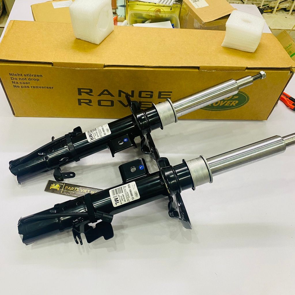 Giảm xóc trước, phuộc nhún trước điện Land Rover Range Rover Evoque 2.0 đời 2012 - 2018. Hàng OEM China thay 1 đôi bảo hành 6 tháng. Mã LR056266 LH, LR056268 RH, LR024437 LH,  LR024444 RH ( 1 cây )
