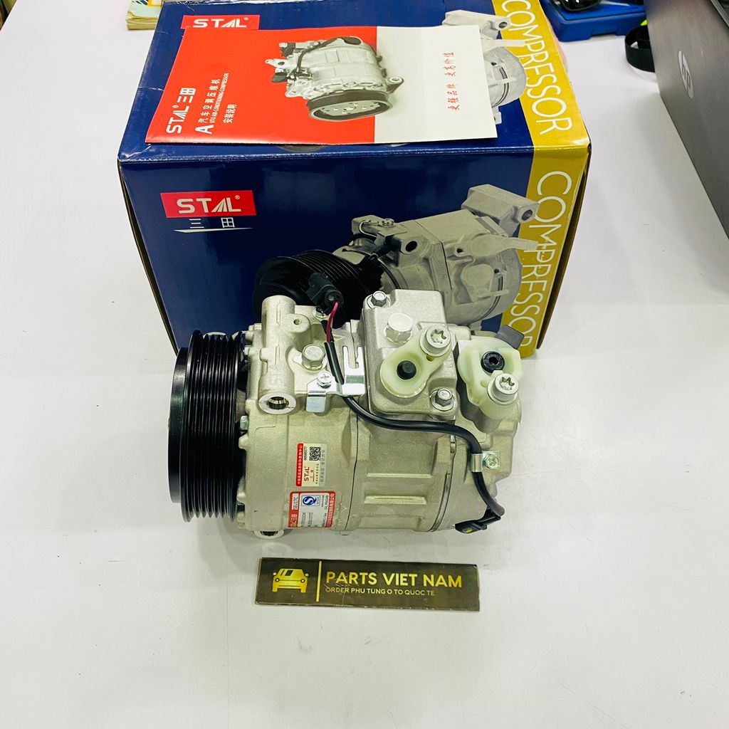 Lốc điều hòa, lốc lạnh Mercedes W211, E200, E240, E280 E220, E270, E320, E500, E63 AMG, E55 AMG Puly 6PK đời 2002 - 2009. Hàng Stal China. Mã A0012301211, A0012301111, A0002309111, ST970101GW