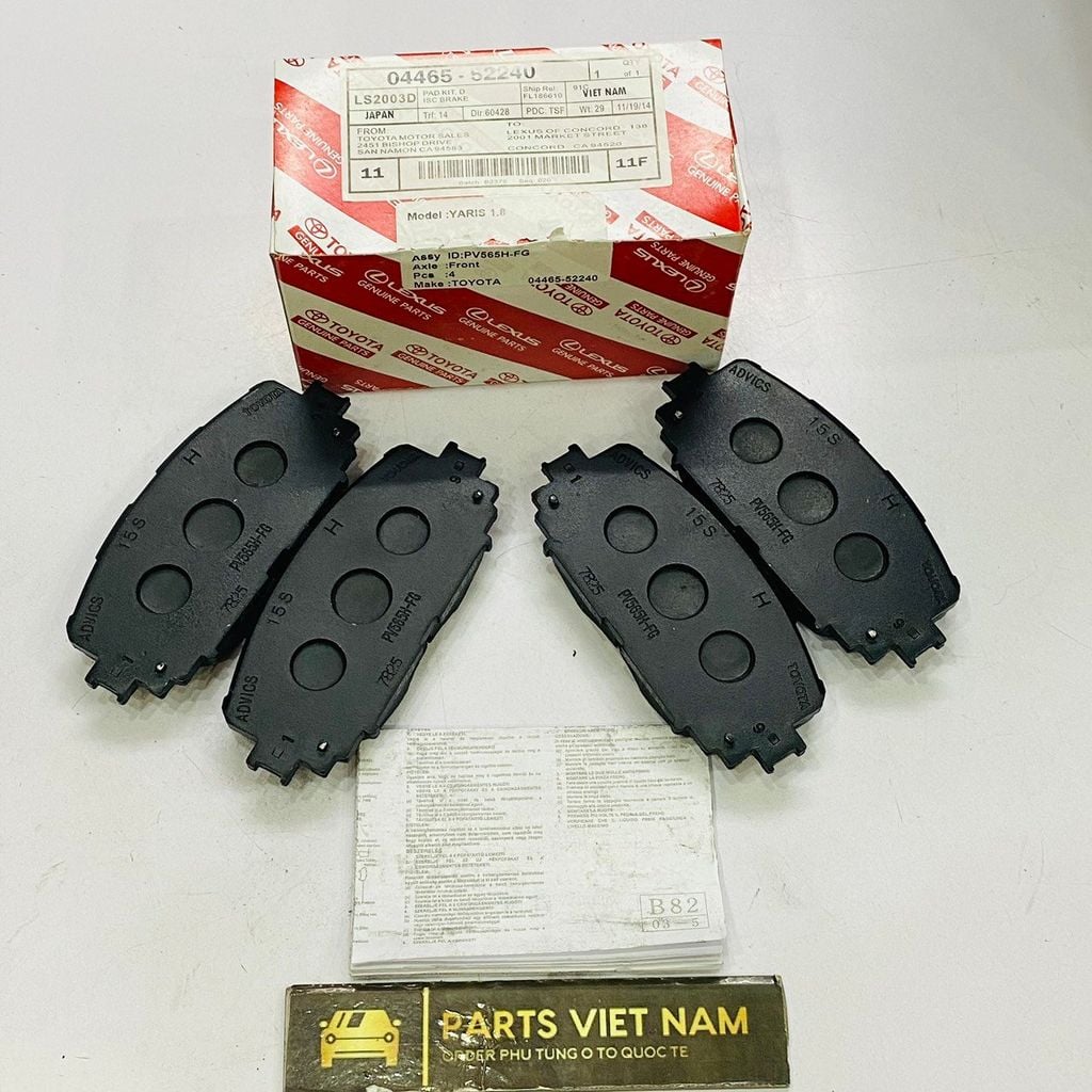 Má phanh hay bố thắng trước Toyota Yaris, Vios đời 2007 - 2013. Hàng cao cấp bảo hành không mạt không zít. Mã 044650D130, 0446552240