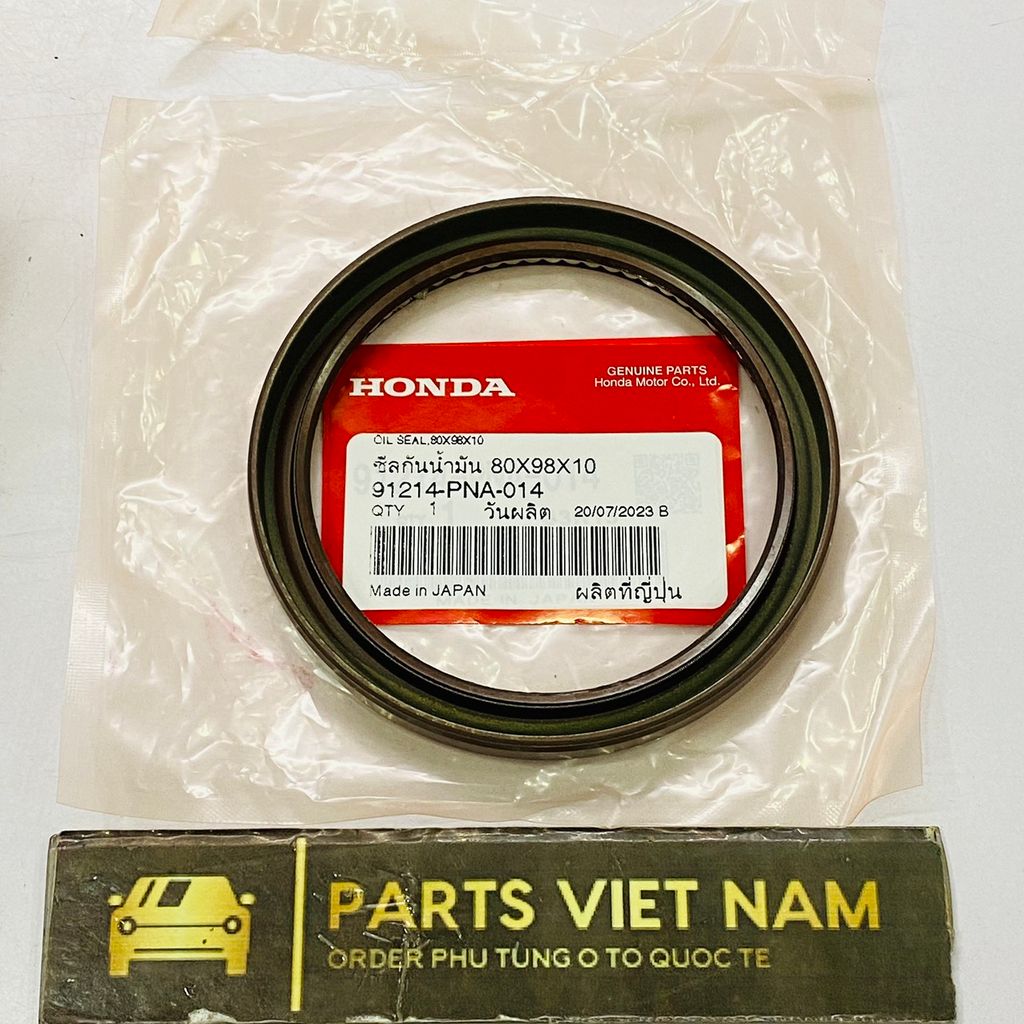 Phớt đuôi trục cơ Honda Accord , Civic, CRV, Legend, Odyssey. Hàng xịn Honda Japan, thông số 80X98X10. Mã 91214-PNA-014, 91214-PWA-003, 91214-PY3-003, 91214-RTA-004