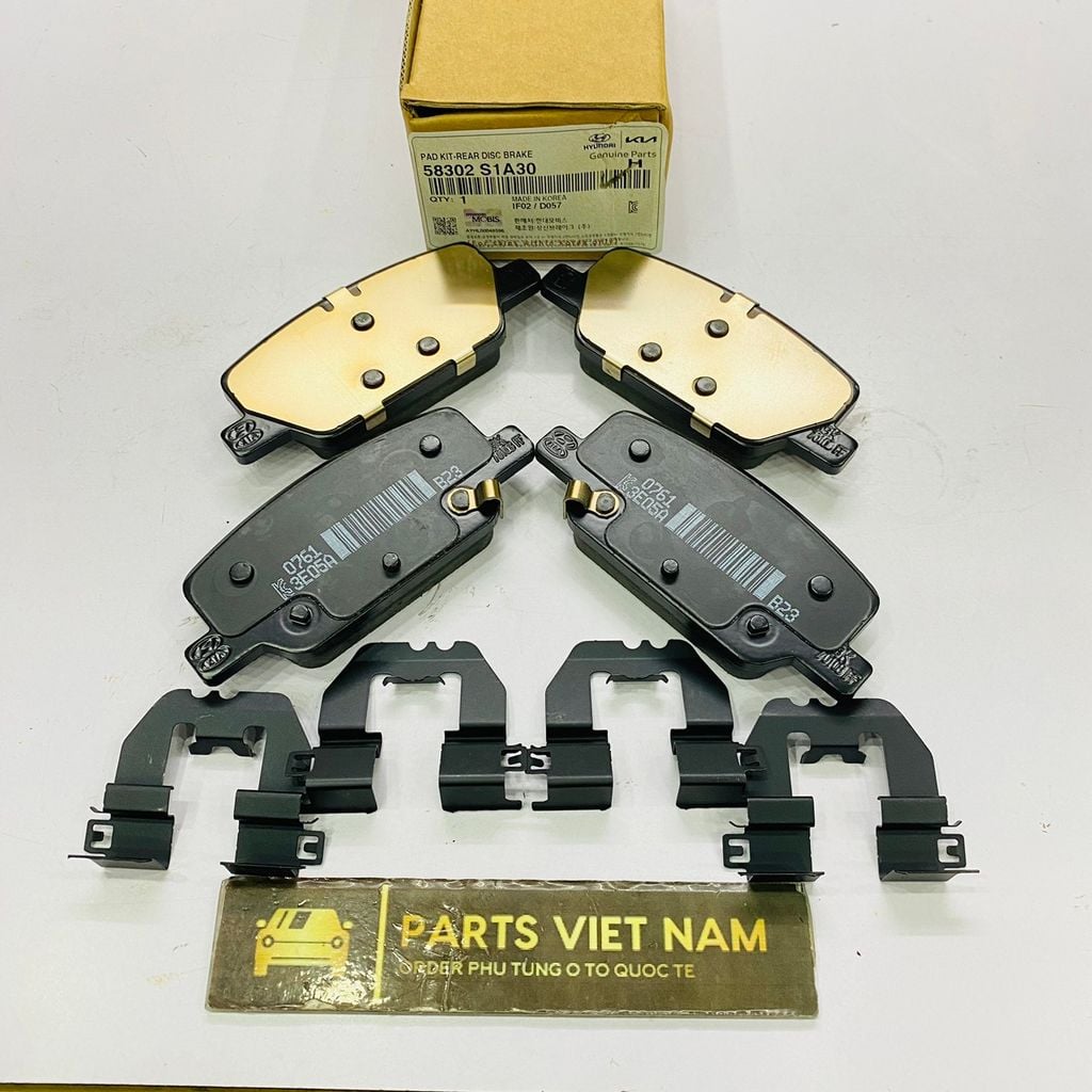 Má phanh hoặc bố thắng sau điện tử Hyundai Santafe đời 2019 - 2023. Hàng xịn Mobis. Mã 58302-S1A30, 58302S1A30