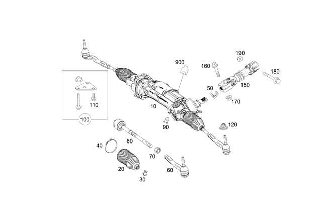Thước lái Mercedes W253 GLC 200, GLC 220, GLC 300, GLC 43, GLC 63 đời 2015 - 2020. Hàng chính hãng đặt 8 - 10 ngày . Mã A2534605200