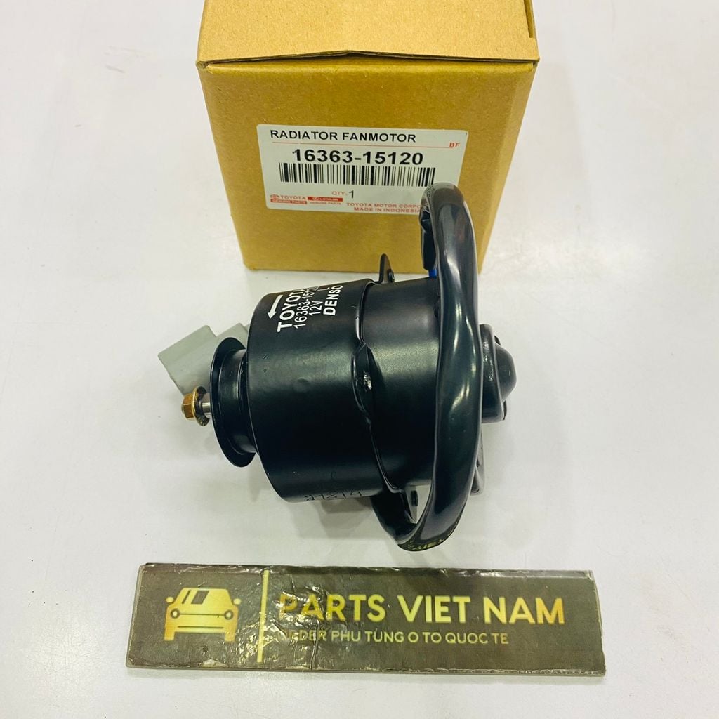 Mô tơ quạt làm mát động cơ hay cụm lồng quạt Toyota Corolla 4A đời 1991 - 2000. Hàng Denso bảo hành 3 tháng. Mã 16363-15120, 1636315120