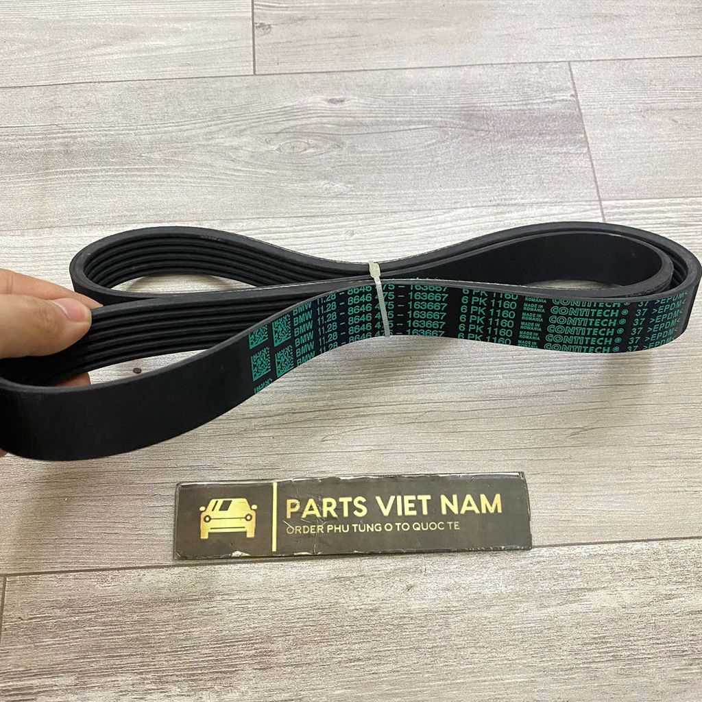 Dây curoa tổng BMW 520, 525i, 530i 320i, 325i, 330i, X3, X5, 328i, M3, 528i, 135i, 128i đời 2006 - 2013. Hàng cao cấp bảo hành 6 tháng. Mã 6PK1160, 11287628650, 11287527564, 11287549150