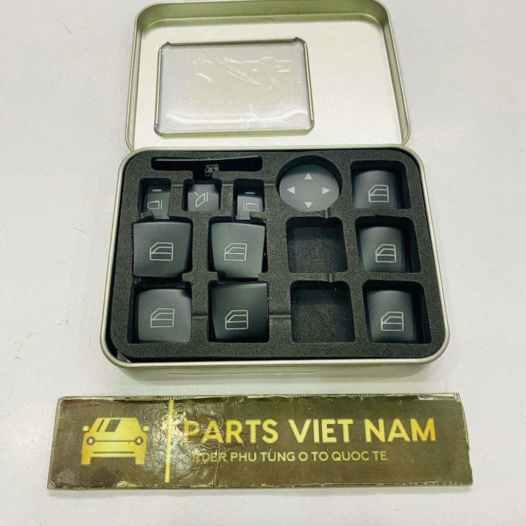 Bộ phím dán công tắc lên xuống kính cửa Mercedes W204, W212, W166 C180, C200, C250, C300, C350, E200, E240, E280, E300, GLK220, ML350, G350 đời 2007 - 2015. Hàng cao cấp. Mã	A2048700251, A2128208310