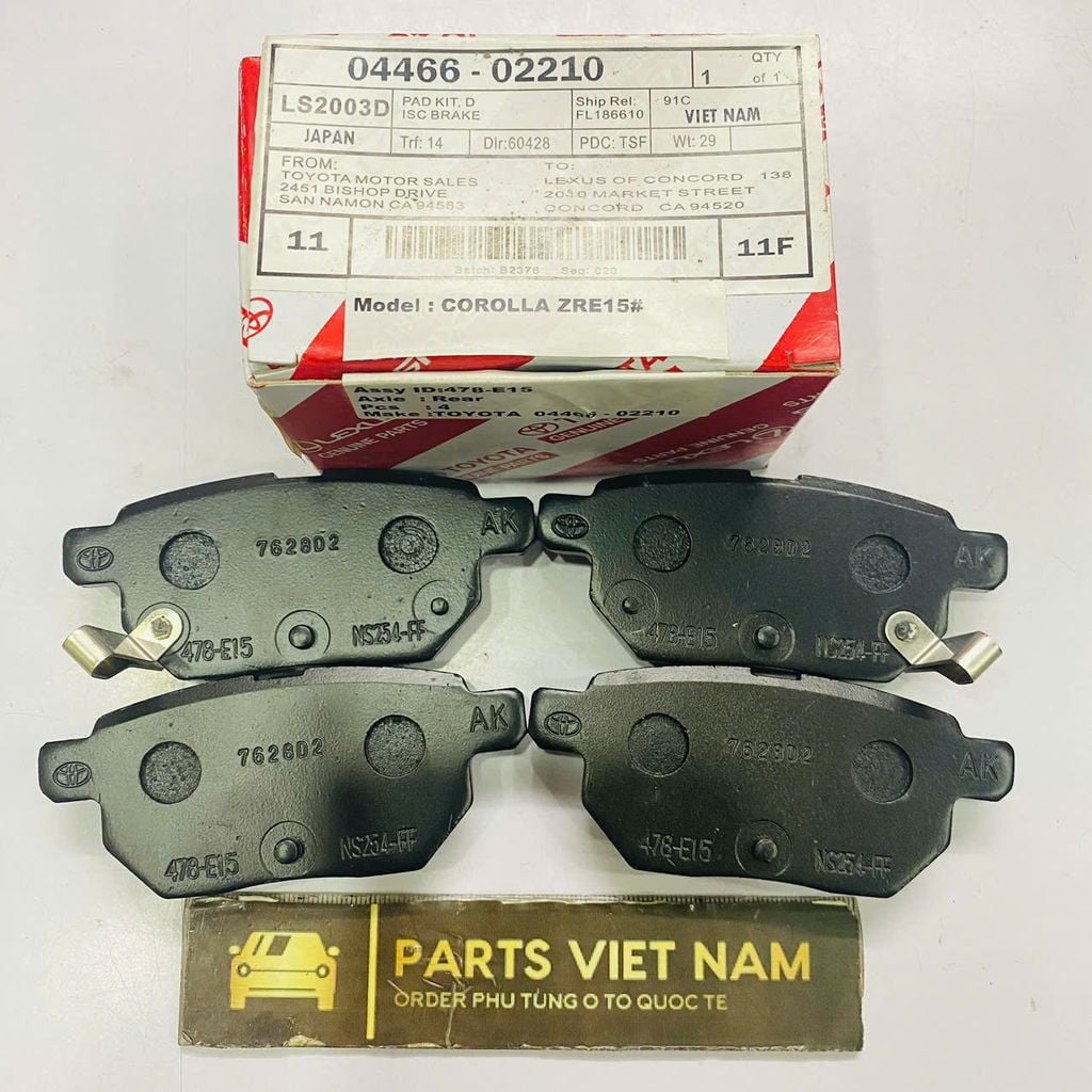 Má phanh hay bố thắng sau Toyota Vios đời 2014 - 2019. Hàng cao cấp bảo hành khong mạt không zít. Mã 04466-02210, 0446602210