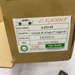 Cây láp bên trái Honda CRV 2.0 và 2.4 số AT đời 2014 - 2019. Hàng TOK Japan thông số răng 30*27 dài 667mm. Mã A-HO-85.