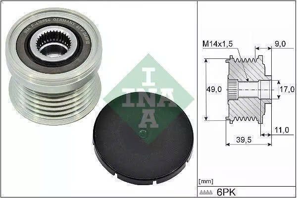 Puly hay buly máy phát Ford Fiesta, Focus, Ecosport 1.0 và 1.5 đời 2013 - 2020. Hàng INA. Mã F-580452 F-610954, 535036110