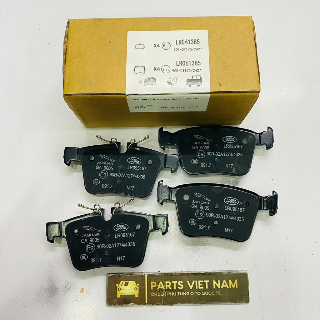 Má phanh hay bố thắng sau Land Rover Evoque, Velar, Discovery 2011 - 2024. Hàng cao cấp. Mã LR061385, LR090707, LR095295, LR110327, LR123010, LR123519, LR123595, LR155059 LR155123, LR160436, LR160458, LR160459, LR160460, LR160504, LR160532, LR160580