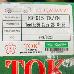 Đầu láp ngoài Ford Focus máy 1.8 số sàn và số tự động đời 2006 - 2015. Hàng TOK Japan. Thông Số 36*23 răng cổ phớt 56. Mã FD-015