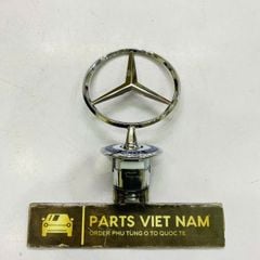 Logo nắp capo hay ca bô Mercedes W203 W204 W220 W221 C180, C200, E200, E250, E300, S350, S400 thông số 44mm 3D Kim loại màu xanh mạ crom. Hàng cao cấp. Mã LOGOCAPOMER