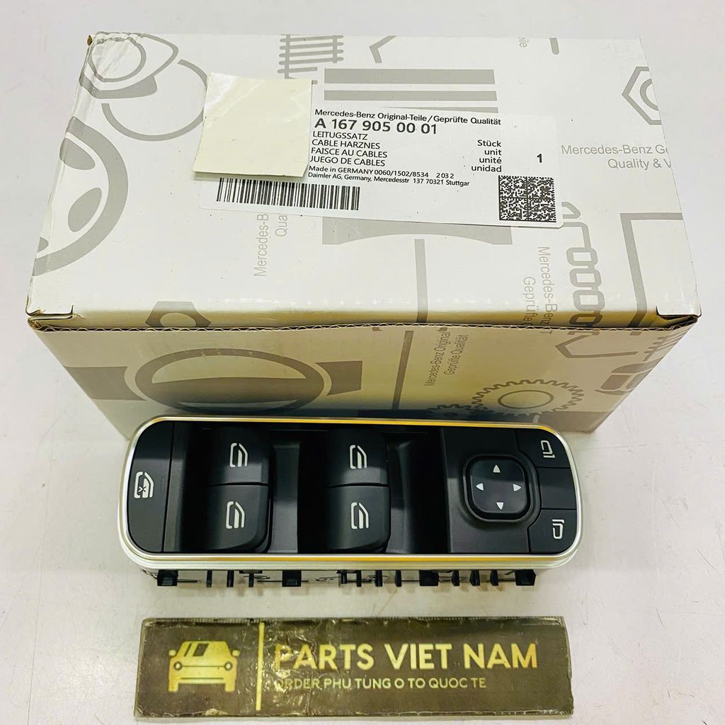 Công tắc lên xuống kính tổng mặt đen Mercedes W167 GLE450, GLE300, GLE350, GLS400, GLS350, GLS450 đời 2018 - 2024. Hàng cao cấp bảo hành 3 tháng. Mã A1679050001, A1679057501, A1679050104, A1679050104