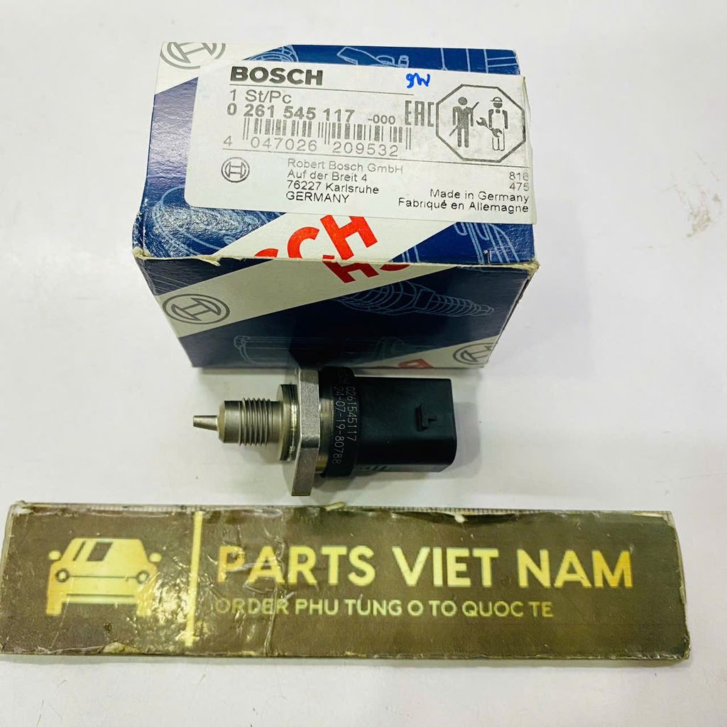 Cảm biến áp suất xăng hay nhiên liệu động cơ M256 M260 M264 M176 Mercedes W177,  W290, W247, W205, W118, W213, W253, W167, W222, W232. Hàng Bosch Đức. Mã 0261545117,  A2569050200