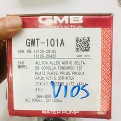 Bơm mước động cơ Toyota Vios, Yaris 1.5 máy 1NZ, 1.3 ,máy 2NZ đời 2003 - 2006. Hàng GMB Japan. Mã GWT-101A, 16100-29155, 16100-29156, 16100-29426,