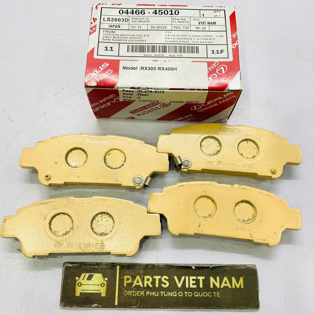 Má phanh hay bố thắng sau Toyota Sienna, Avalon đời 2006 - 2010. Hàng cao cấp bảo hành không có mạt. Mã 04466-45010, 0446645010