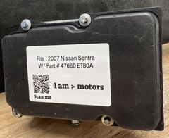 Cụm điều khiển phanh ABS Nissan Sentra 2.0	đời 2007 Hàng tháo xe zin mới 90% đặt mỹ 18 ngày. Mã 47660-ET80A