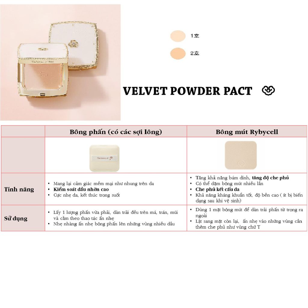 Phấn Phủ Ngọc Trai Whoo Gongjinhyang Mi Velvet Powder Pact SPF30/PA++
