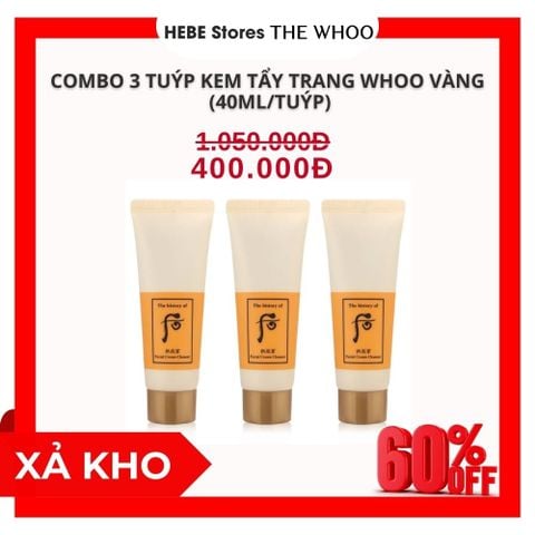 combo 3 tuýp - Kem Tẩy Trang Whoo Vàng Facial Cream Cleanser 40ml