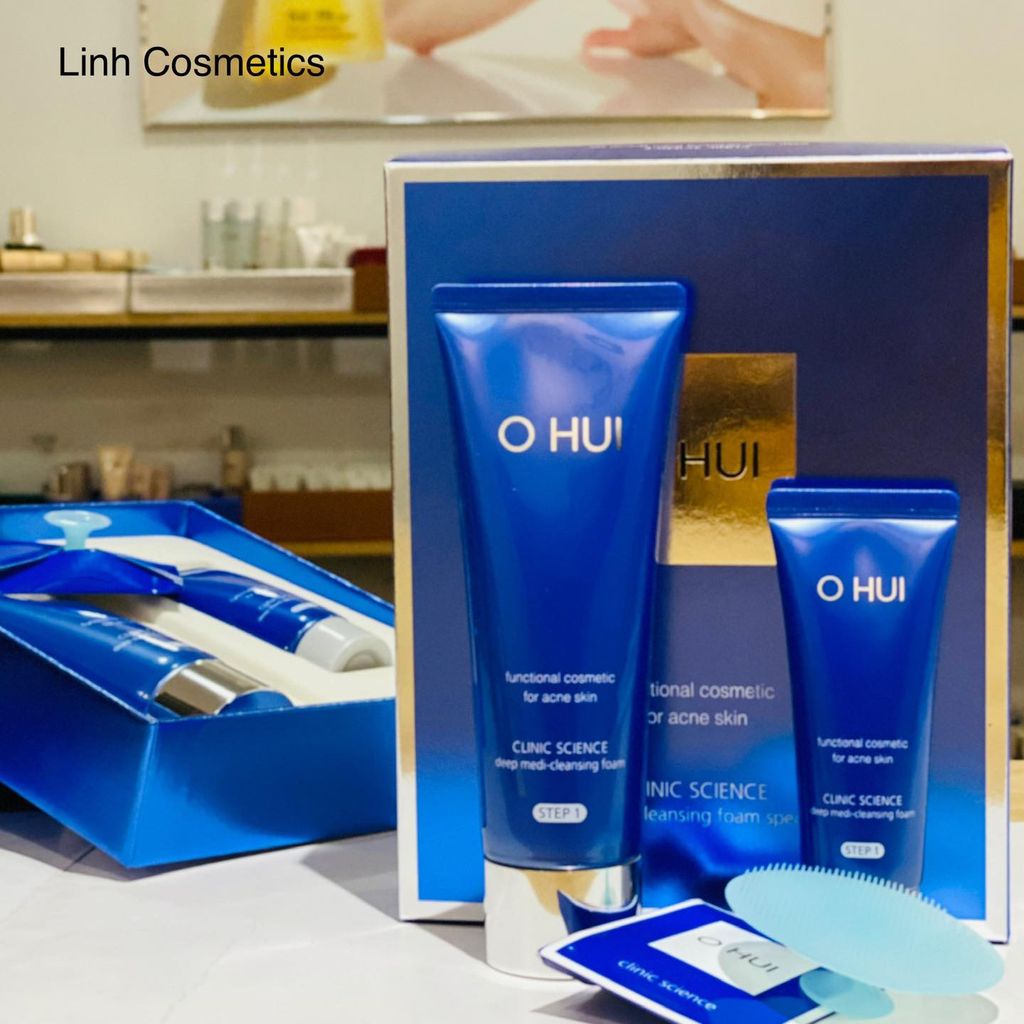 Bộ Sữa Rửa Mặt Giảm Mụn Ohui Clinic Science Deep Medi - Cleansing Foam (120ml + 40ml)