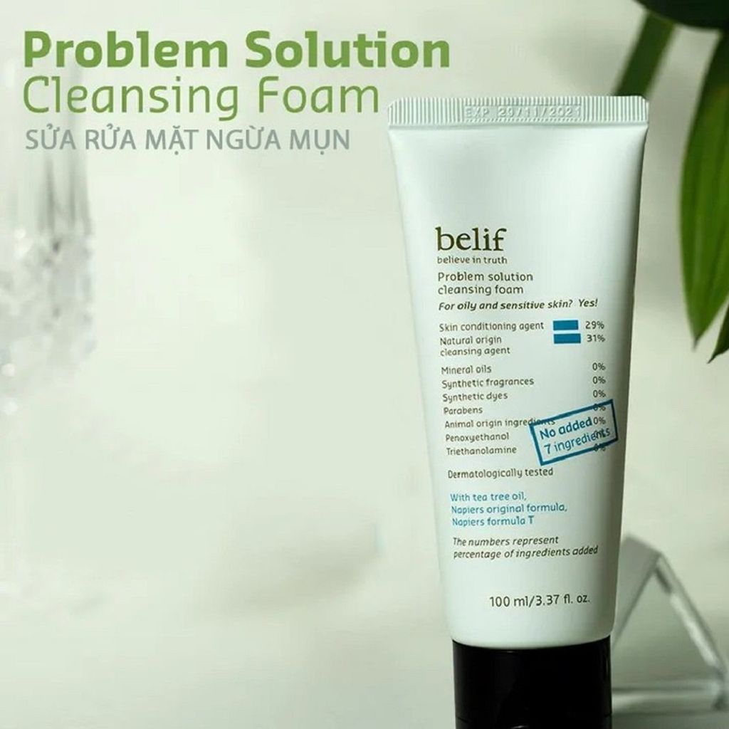 Sữa Rửa Mặt Ngăn Ngừa Mụn Belif Problem Solution Cleansing Foam 100ml