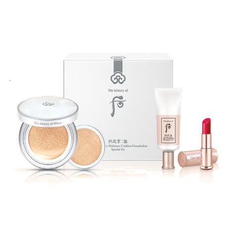 Bộ Cushion Trang Điểm Dưỡng Trắng Whoo Gongjinhyang Seol Radiant White Moisture Cushion Foundation #21 Special Set