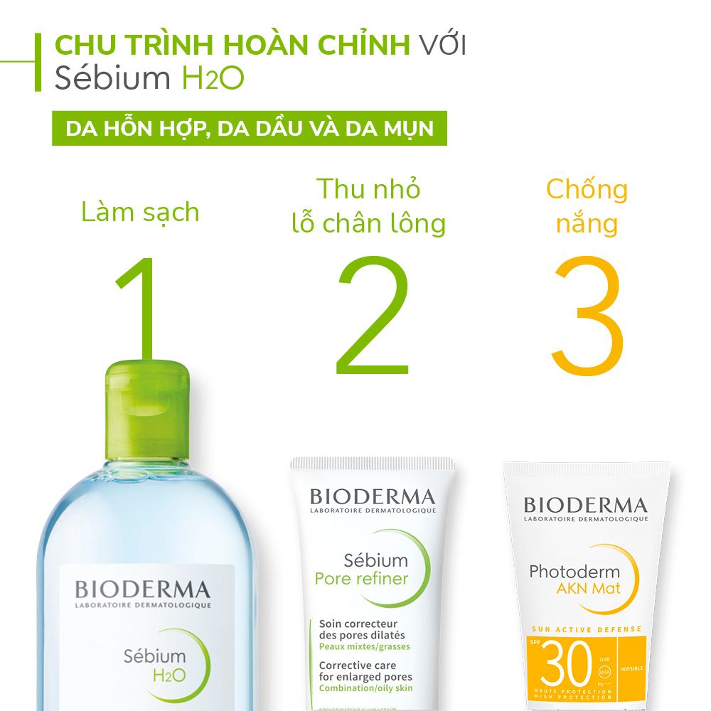 Nước Tẩy Trang Bioderma Sebium H2O Dành Cho Da Dầu & Hỗn Hợp 500ml