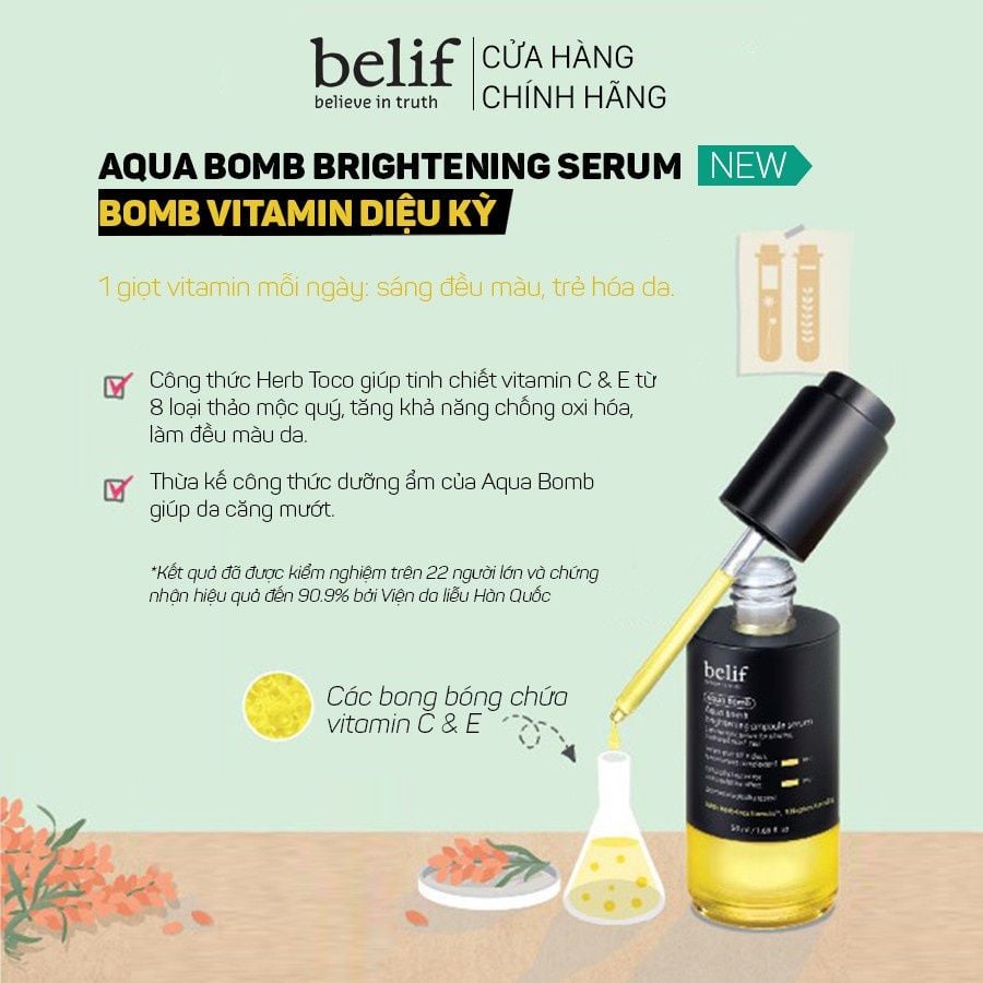 Tinh Chất Dưỡng Trắng Da Chống Oxy Hóa Belif Aqua Bomb Brightening Ampoule Serum 50ml