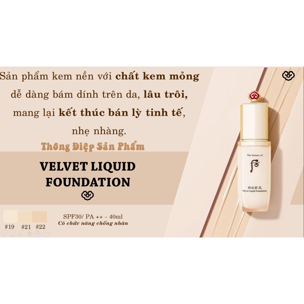 Kem Nền Che Phủ Hoàn Hảo Whoo Velvet Liquid Foundation 40ml