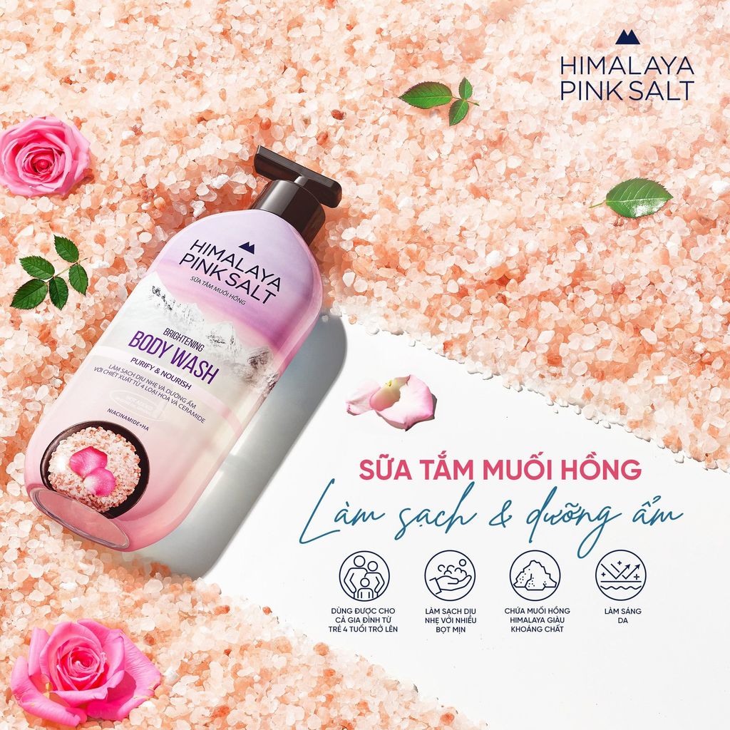 Sữa Tắm Muối Hồng Himalaya Pink Salt Làm Sạch và Dưỡng Ẩm Da Purify & Nourish 500g