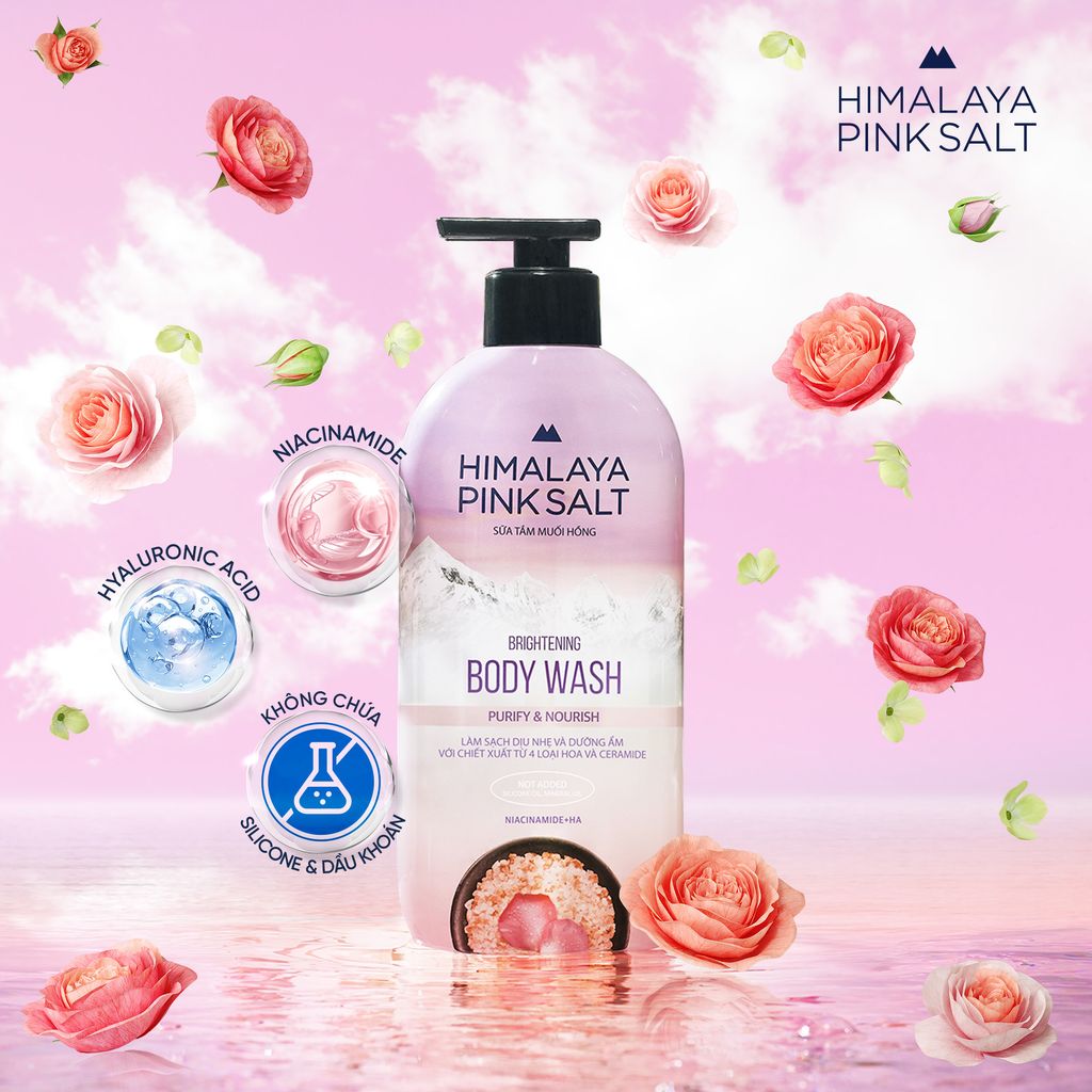 Sữa Tắm Muối Hồng Himalaya Pink Salt Làm Sạch và Dưỡng Ẩm Da Purify & Nourish 500g