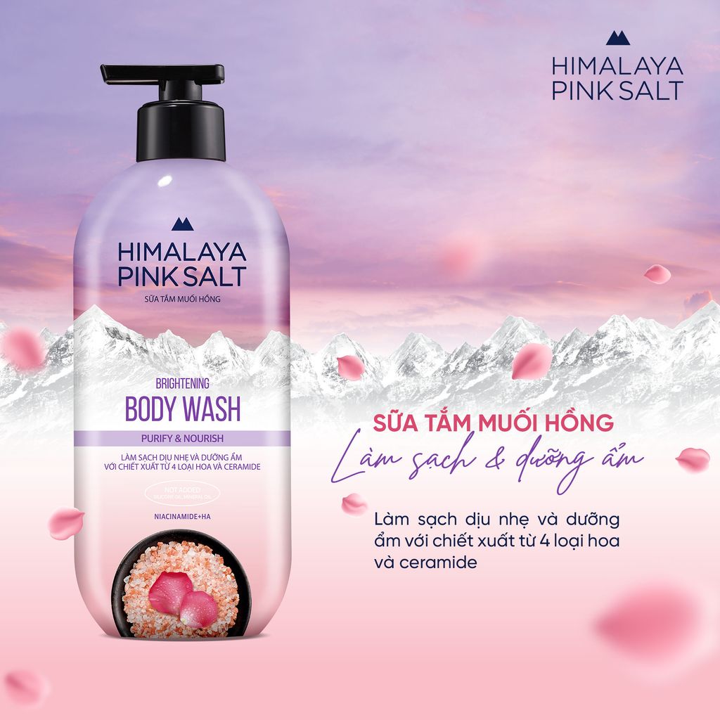 Sữa Tắm Muối Hồng Himalaya Pink Salt Làm Sạch và Dưỡng Ẩm Da Purify & Nourish 500g