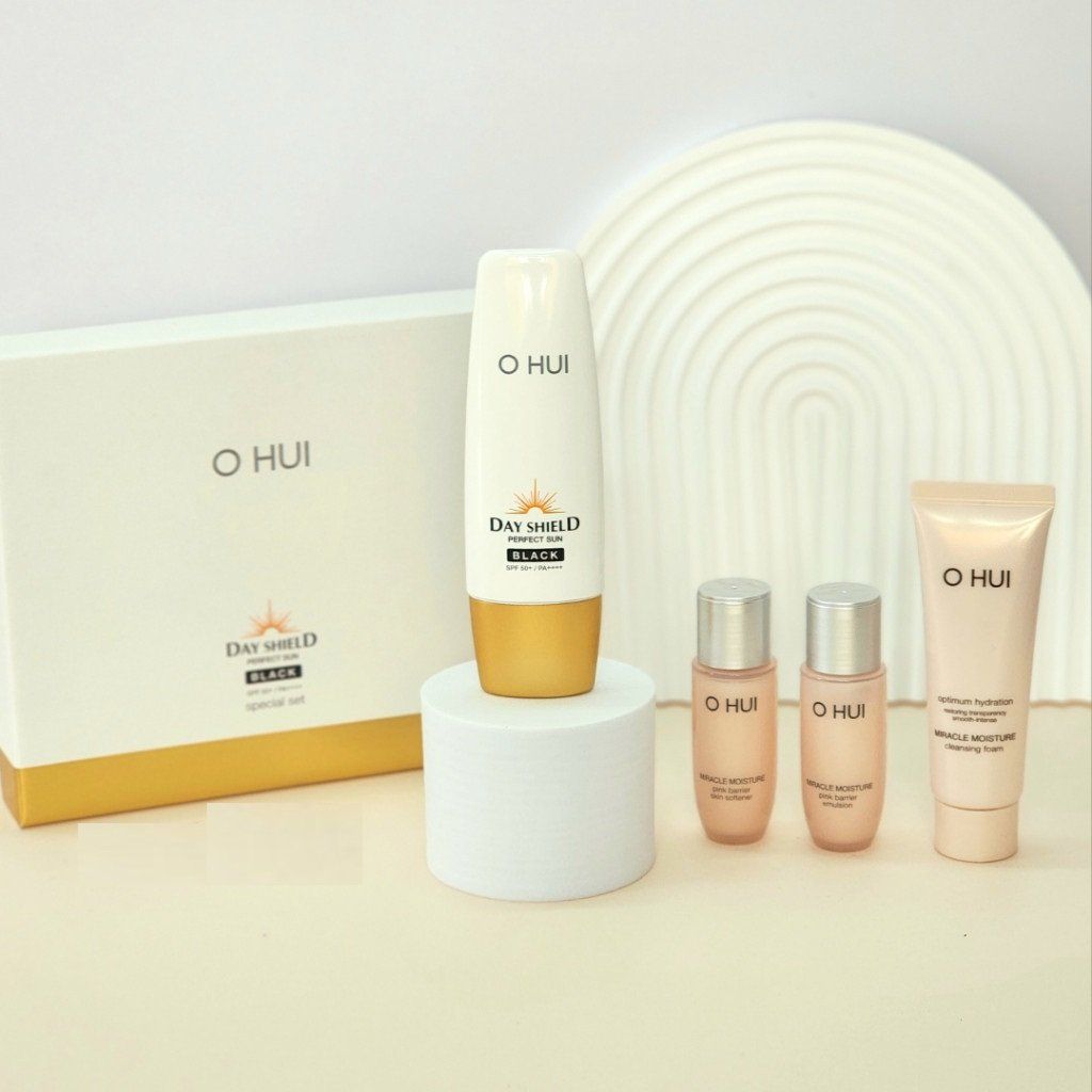 Set Kem Chống Nắng Ohui Day Shield Perfect Sun Black SPF50+/PA++++