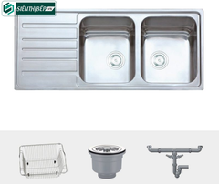 Chậu rửa bát Konox KS 11650 1D (Inox 2 hộc 1 bàn chờ - Cánh trái / Cánh phải)