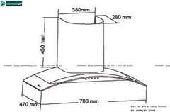 Máy hút mùi Sevilla SV - 240B / SV - 240S (Áp tường - Kính cong)