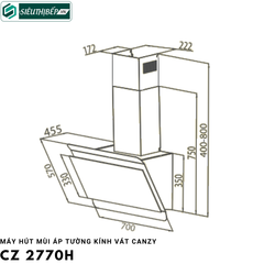 Máy hút mùi Canzy CZ 2770H (Áp tường - kính vát)