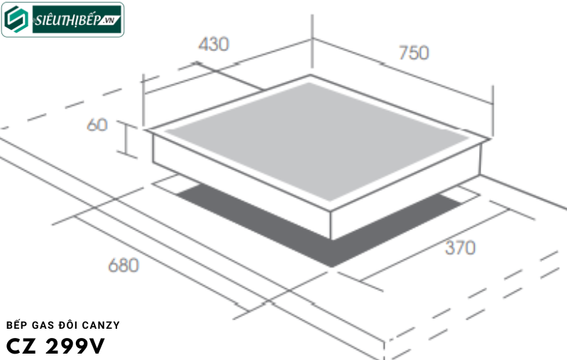 Bếp gas đôi Canzy CZ 299V (Lắp âm)