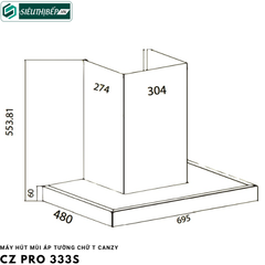 Máy hút mùi Canzy CZ Pro 333S (Áp tường - chữ T)