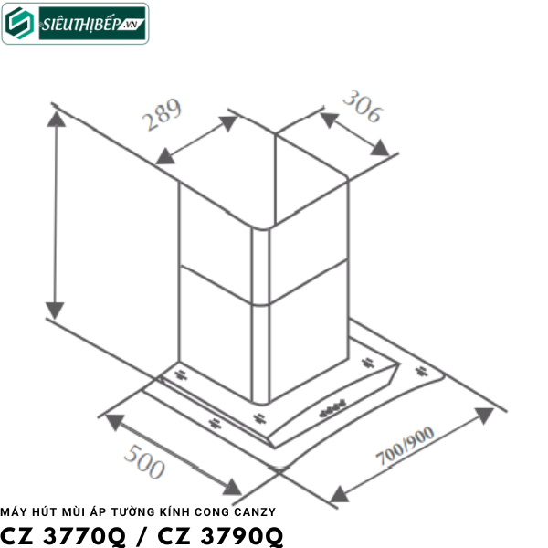 Máy hút mùi Canzy CZ 3770Q / CZ 3790Q (Áp tường - kính cong)