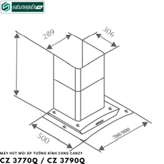 Máy hút mùi Canzy CZ 3770Q / CZ 3790Q (Áp tường - kính cong)