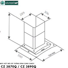 Máy hút mùi Canzy CZ 3870Q / CZ 3890Q (Áp tường - kính cong)