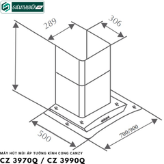 Máy hút mùi Canzy CZ 3970Q / CZ 3990Q (Áp tường - kính cong)