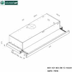 Máy hút mùi Fagor 3AF3 - 641X / 3AF3 - 741X / 3AF3 - 941X (Âm tủ - Made in Turkey)